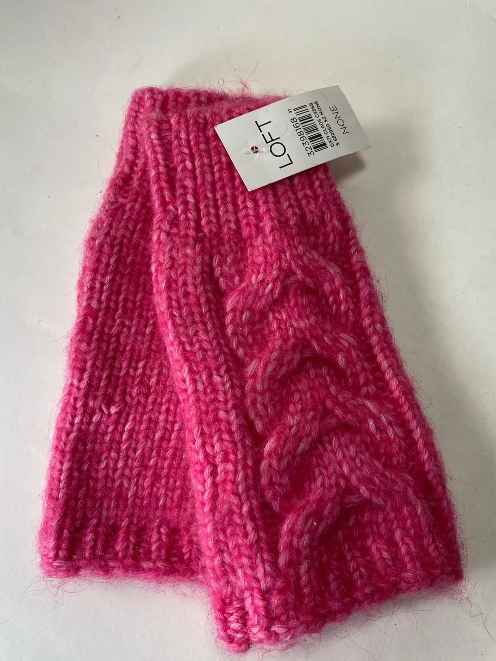 LOFT Cable Knit Fingerless Gloves Bright Fuchsia Pink NWT